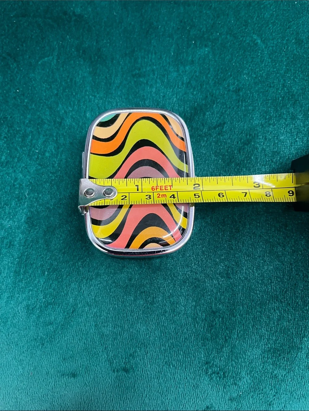 Multi-Color Wave Compact Mirror Case - Pink, Yellow & Orange